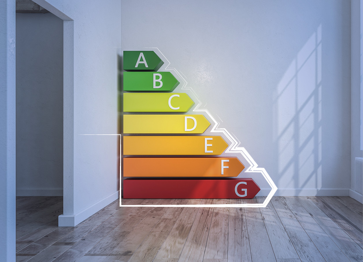 Die europäische Energieampel visualisiert in einer Wohnung